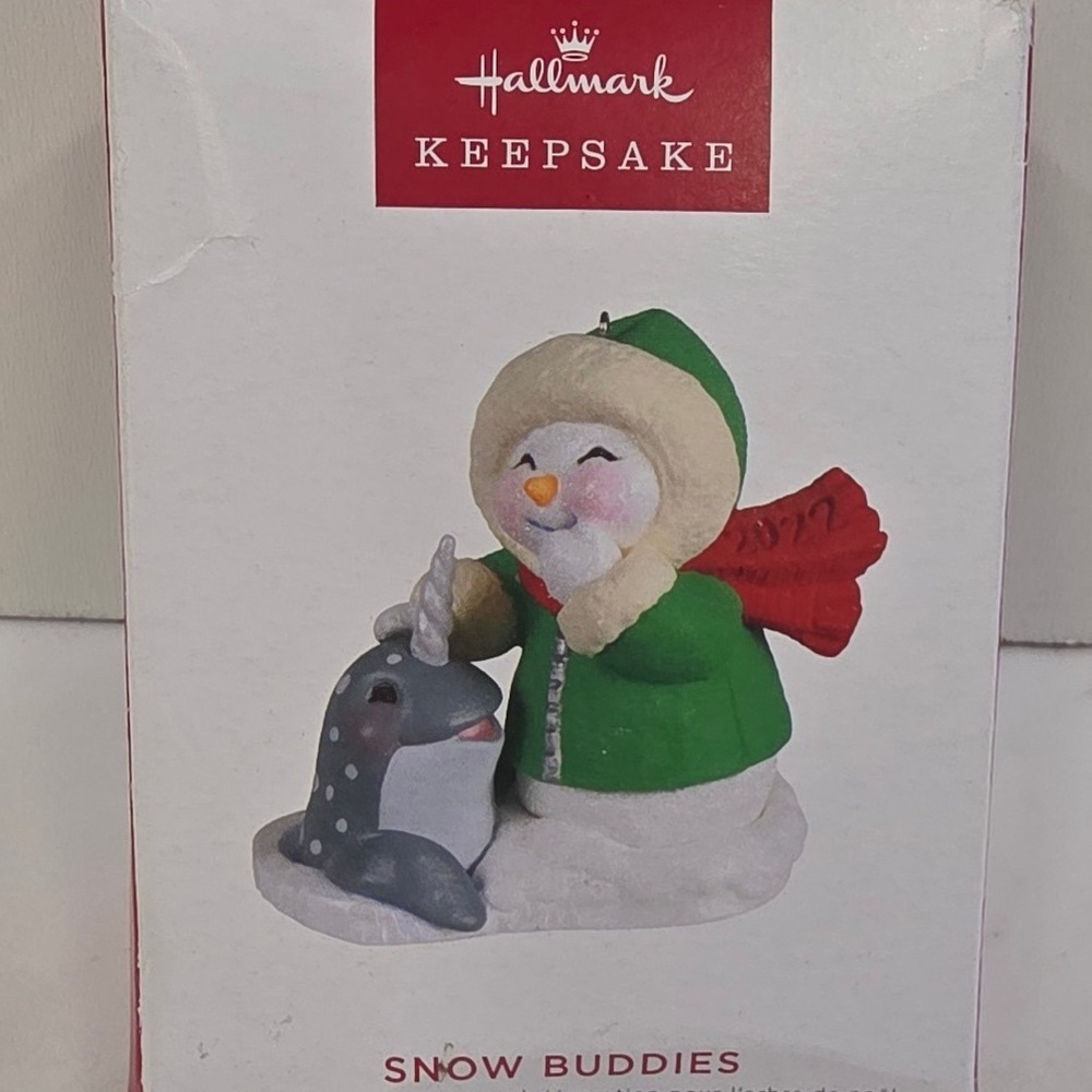 Whimsical Winter Ornament Snow Buddies 2022 Narwhal Hallmark Keepsake Green